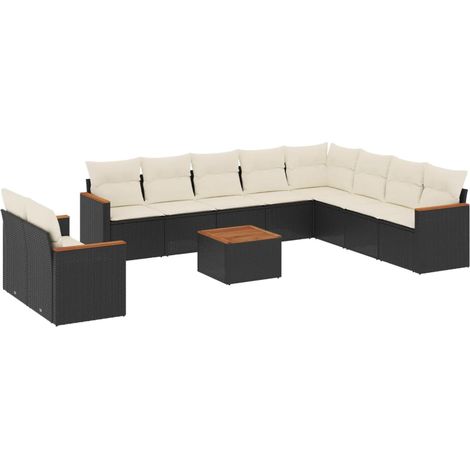 Maison Exclusive - Set de sofás de jardín 11 pzas y cojines ratán (1/5)