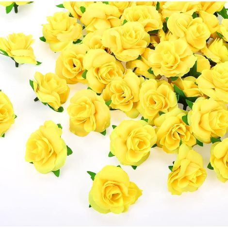 Blumenköpfe künstliche Rosen Deko Hochzeit gelb 4cm 50x Set 12 4 cm (1/5)
