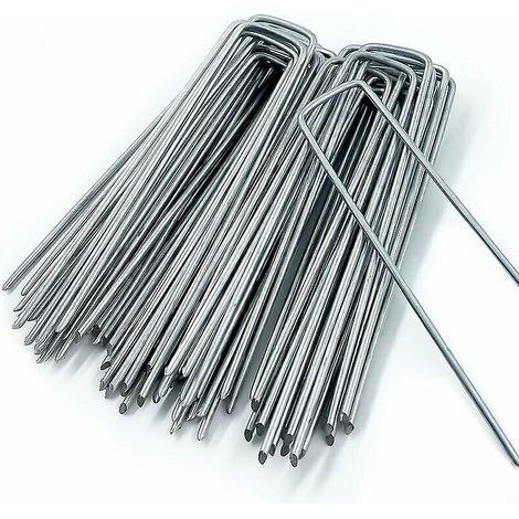 Piquets de fixation pour toile de paillage, lot de 20 piquets de jardin en forme de U, pour bâche anti-mauvaises herbes, piquets de camping, clôture de jardin, 150 mm de long, 20 mm de large, 3 mm de (1/2)