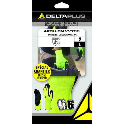Lote de 6 guantes de poliéster recubiertos de látex 09 - Delta Plus
