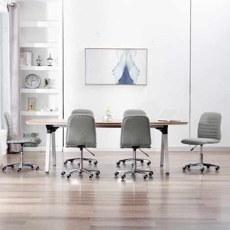 vidaXL Chaises à manger lot de 6 gris clair tissu (1/5)