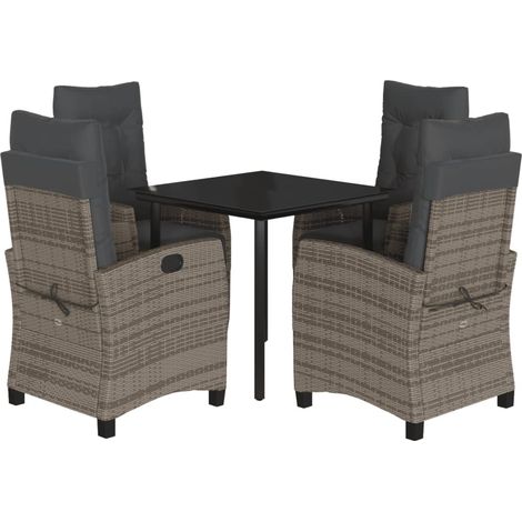 Maison Exclusive - 5-tlg. Garten-Essgruppe mit Kissen Grau Poly R