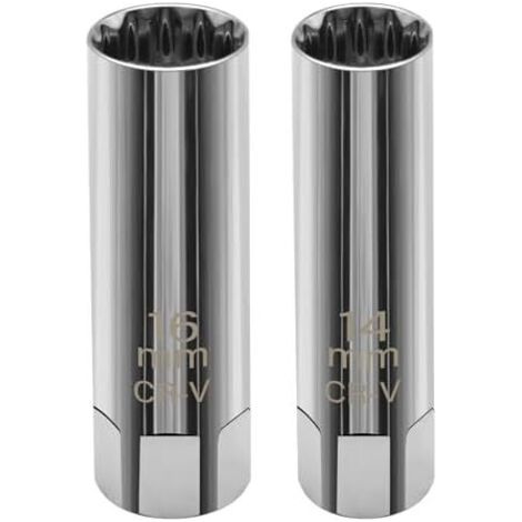 2 Pcs Cle a Bougie, Douille Bougie 16mm/14mm Mince Magnétique, 12 Points 3/8" Outil de Retrait d'Allumage pour Voitures - (1/5)