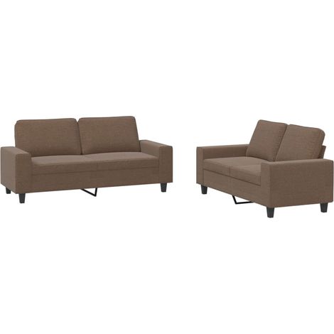 vidaXL Set di Divani 2 pz Marrone in Tessuto (1/5)
