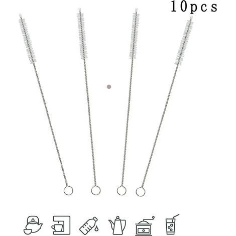 Reinigungsbürsten für Kaffeevollautomaten, 10-teiliges Set: kleine Bürste für schmale Milchschläuche, Strohhalmbürste, Kühlschrankbürste, Flaschenbürste (1/5)
