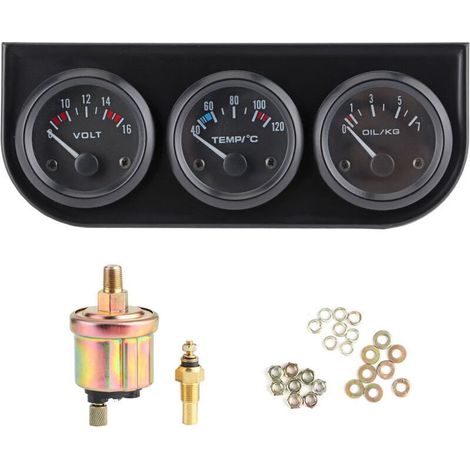 Kit Manomètre 3 en 1 pour Voiture - JINFGERNE - Voltmètre, Thermomètre d'Eau et Manomètre de Pression d'Huile avec Éclairage et Lecture Facile (1/5)
