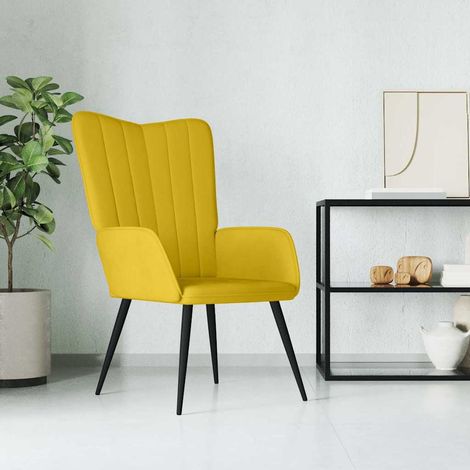 vidaXL Chaise de relaxation Jaune moutarde Velours (1/5)
