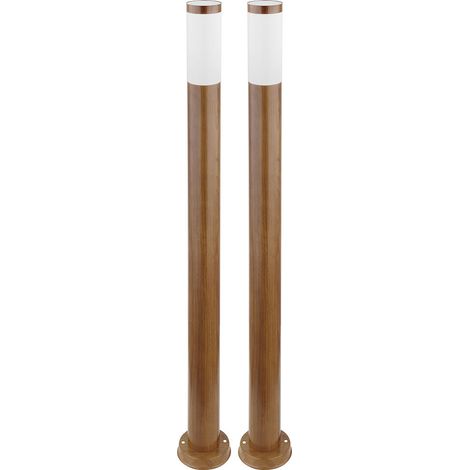 Lampada da terra, lampada da esterno, lampada da giardino, lampada da terra, lampada da sentiero, terrazza IP44, acciaio inossidabile aspetto legno, 1x attacco E27, DxH 12,7x110 cm, set da 2