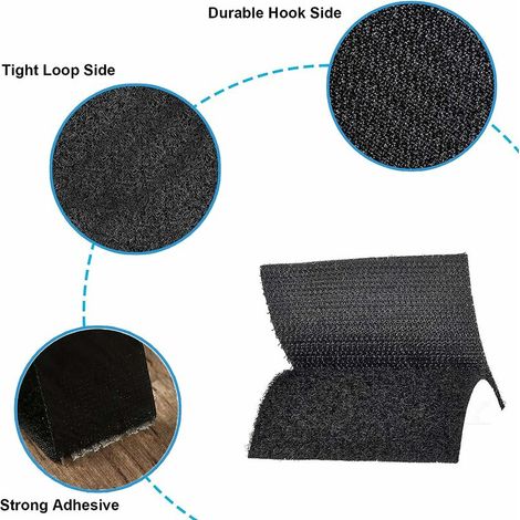 Lot de 15 autocollants double face à gratter, ruban adhésif extra fort (rectangle 6 x 4 cm, noir) (1/3)
