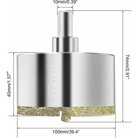 68 mm Diamant-Lochsäge, Diamantbohrer mit Mittelführung, Fliesenlochsäge mit Diamant-Oberflächenbeschichtung zum Schneiden von Glas, Fliesen, Keramik, Marmor, Kalkstein (1/4)