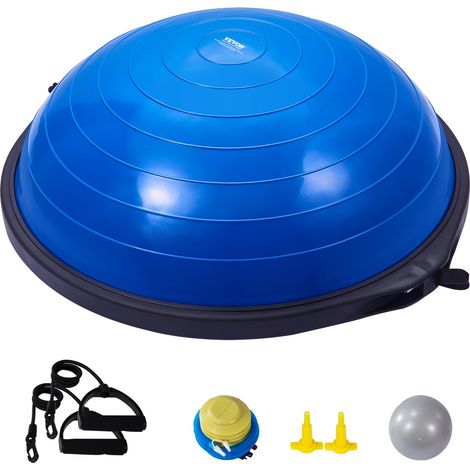 VEVOR Demi-ballon Fitness 66 cm, Ballon deEquilibre Capacite 680 kg, Station deEquilibre avec Bande de Resistance et Pompe a Pied, Entrainement Complet du Corps, Domicile, Gym, Gymnastique, Bleu (1/5)
