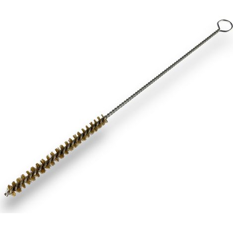 Goupillon LAITON multifonction Ø 10 mm Garnissage 100 mm Longueur 300 mm Ramonage brossage curetage nettoyage Conduits tubes tuyaux Manche acier torsadé Kibros 13010300L