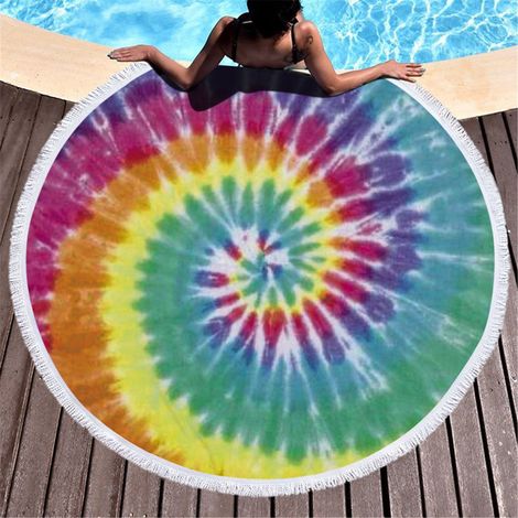 Tapis De Plage - Ronde - Microfibre - Imprimé - Étanche - Anti-sable - 150 cm - 300 g (1/5)