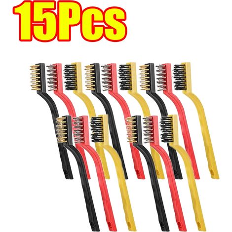 (A-15 pièces (5 ensembles)) Brosse de nettoyage en laiton, métal laiton/acier inoxydable/nylon, adaptée aux hottes à gaz, dégraisse et élimine les taches, outil de nettoyage des plaques de cuisson (1/4)