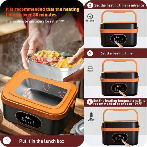 Satyby Boîte Chauffante [Renouveler] Lunch Box Électrique 3 en 1 Lunch Box 1.5L Chauffante