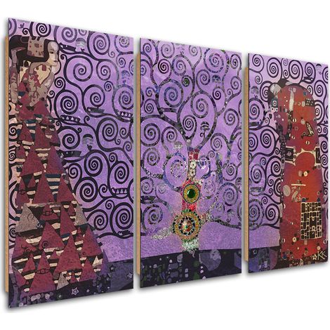 Quadro deco panel 3 paneli, Astrazione viola dell'albero della vita - 60x40 (1/5)