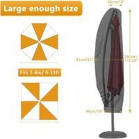 Housse de Protection pour Parasol Déporté Grande 3 x 4m avec Tige Télescopique Couverture pour Parasol de Jardin Imperméable Anti-UV (1/3)