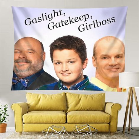 Tapisserie humoristique à l'effigie de « Girlboss » (Bertram Gibby, Bob Duncan) - Décoration murale pour chambre, salon, dortoir étudiant (152 x 127 cm) (1/5)