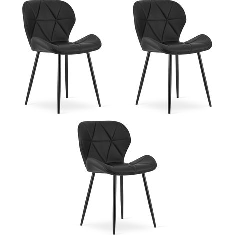 Chaise - leobert - mango - simili cuir noirpieds noirs - lot de 3 211770309 (1/5)