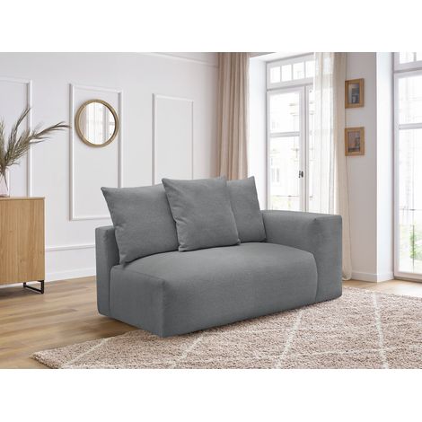 BOBOCHIC - Chauffeuse 2 places avec accoudoir pour canapé modulable VOLTAIRE tissu chiné Angle droit Gris foncé (1/5)