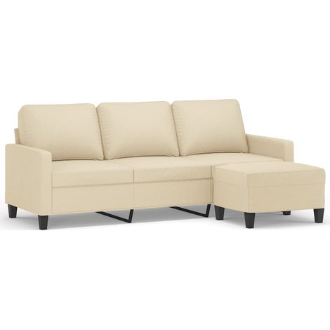 Canapé à 3 places,Sofa pour Salon,Banquette avec repose-pieds Crème 180 cm Tissu CFW922824 (1/5)