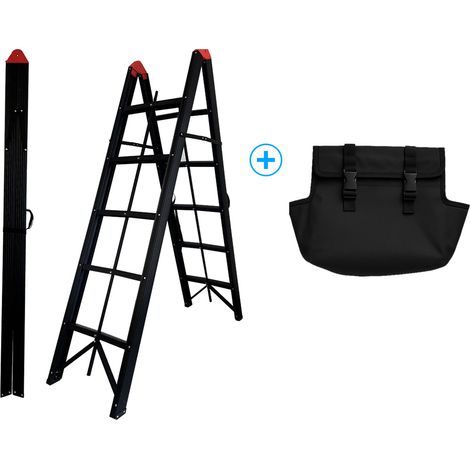 EcheEscabeau pliant 1m80 + Sac à outils, escabeau 5 marches, Echelle pliante Aluminium, Echelle télescopique, qualité supérieure, garantie 5 ans