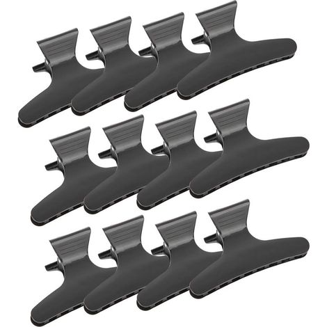 12 fermagli per capelli a forma di farfalla, fermagli da salone, strumenti per acconciare, tagliare, rifinire e colorare i capelli (neri). (1/5)