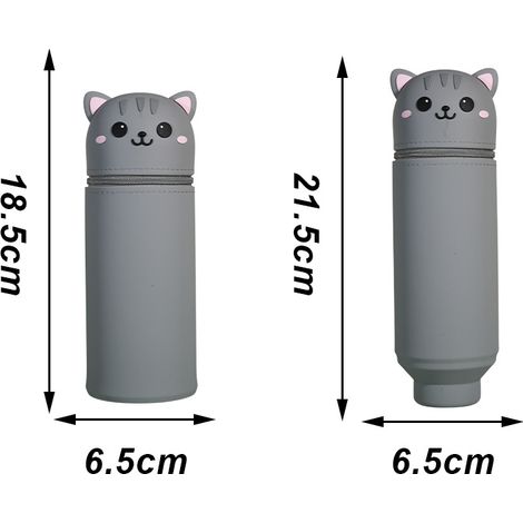 Boîte à crayons porte-stylo chat mignon cadeau articles mignons boîte à crayons dessin animé enfants tube à stylo en silicone mignon petit animal forme porte-stylo rangement crayon (1/5)