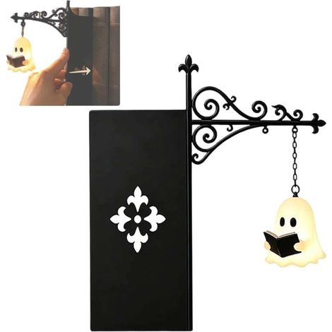 Irovami Lanterne fantôme 3D pour étagère, lampe fantôme mignonne avec veilleuse LED chaude, mini lampe de lecture suspendue pour décoration d'Halloween, cadeau idéal pour une chambre cosy (1/5)