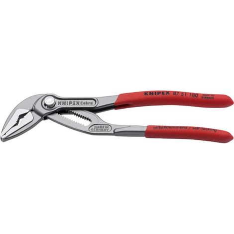 KNIPEX 87 51 180 Cobra® ES Pinza regolabile per tubi e dadi extra-affusolata Rivestita in plastica antiscivolo bonderizzata grigia 180 mm