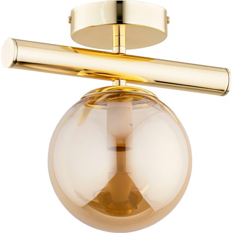 Plafonnier doré boule verre ambre E14 10W ERAL Alfa (1/3)