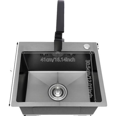Ensemble de lavabo de cuisine, en acier inoxydable, comprend robinet et accessoires, Argent (1/2)