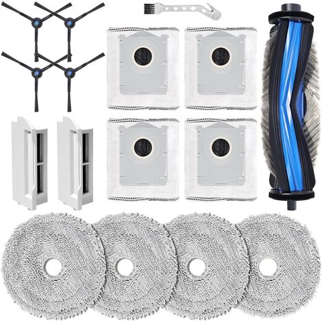Accessori per Ecovacs Deebot Mini: 1 spazzola principale, 4 stracci, 2 filtri di ricambio, 4 sacchetti per polvere, 4 spazzole laterali. (1/5)