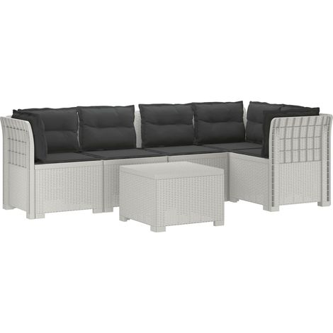 Maison Exclusive - 5-Sitzer Gartensofa mit Kissen Rattan-Look PP (1/5)
