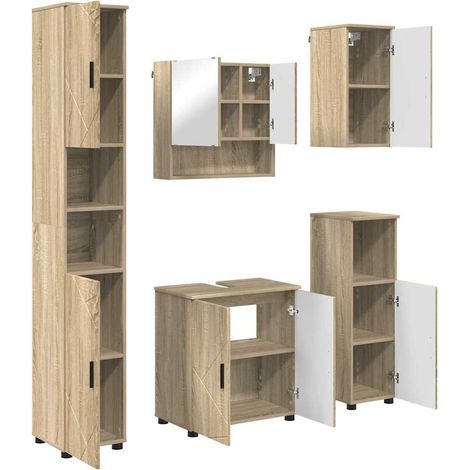 Maison Exclusive - Set di mobili per il bagno 5 pz Rovere Sonoma 61 x 35 x 64 cm (1/5)