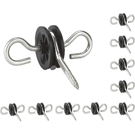 10X Isolateur de Clôture électrique, Robuste Galvanisés à Double Crochet Isolateurs de Poignée de Porte de Clôture électrique pour Barrières de Pâturage Field Guardian