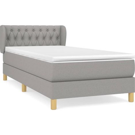 Maison Exclusive - Cama box spring con colchón tela gris claro 90 (1/5)