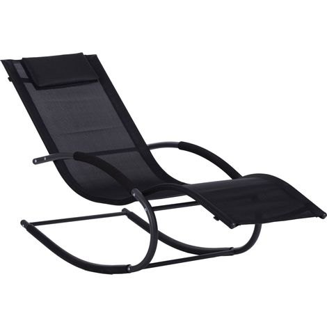 Zero Gravity Rocking Garden Lounger with Headrest, Black