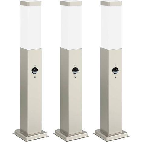 Balizas luminosas con sensor, 3 unidades, 50 cm, acero inoxidable, IP44 vidaXL