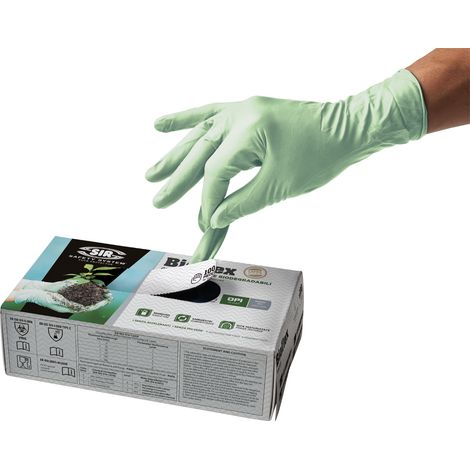 SIR SAFETY SYSTEM BIO FLEX Gants de protection jetables en nitrile vert Taille XL-10