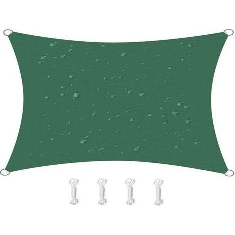 Sonnensegel mit 95 % UV-Effizienz, Oxford-Gewebe, für Terrasse, Balkon, Rasen, Party, Outdoor-Aktivitäten (2 x 3 m, Dunkelgrün) (1/4)