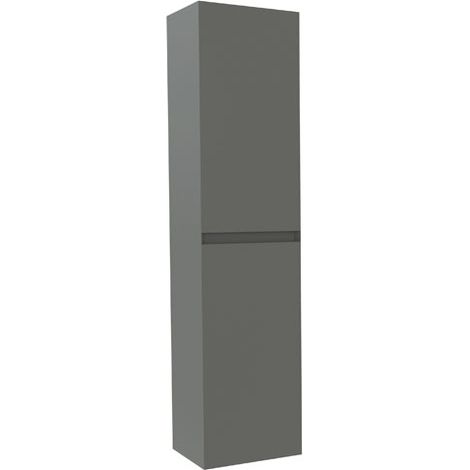 Ondee – Colonne à suspendre 40cm gris mat – 2 portes avec fermeture progressive – 4 étagères en verre – MDF laqué 19mm – H171 x P35