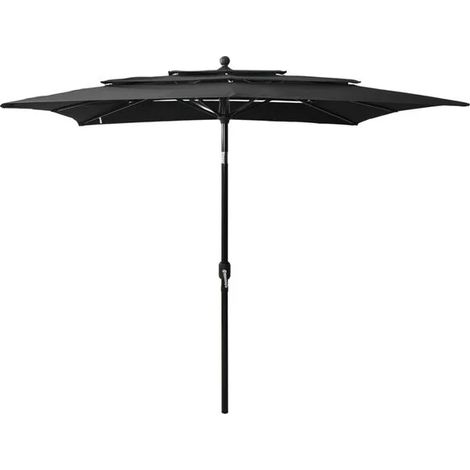 Paravent de jardin à trois niveaux, mât en aluminium noir (1/5)