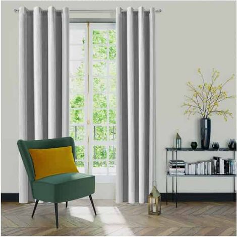 Rideau gris aspect velours - 145x260cm - Gris (1/2)