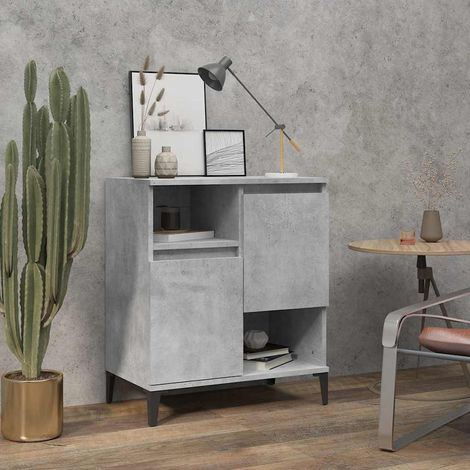Aparador de madera contrachapada gris hormigón 60x35x70 cm (1/4)