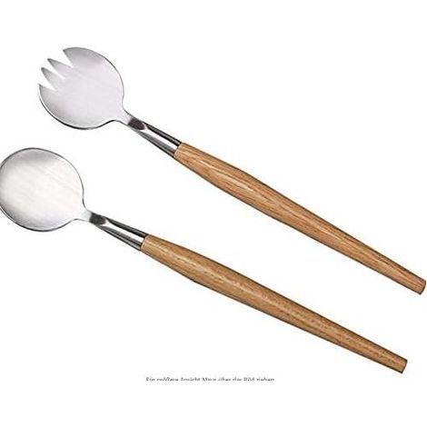 Ensemble cuillère à salade et fourchette en acier inoxydable avec poignée en bois, respectueux de l'environnement et poignée en bois-Fei Yu (1/5)