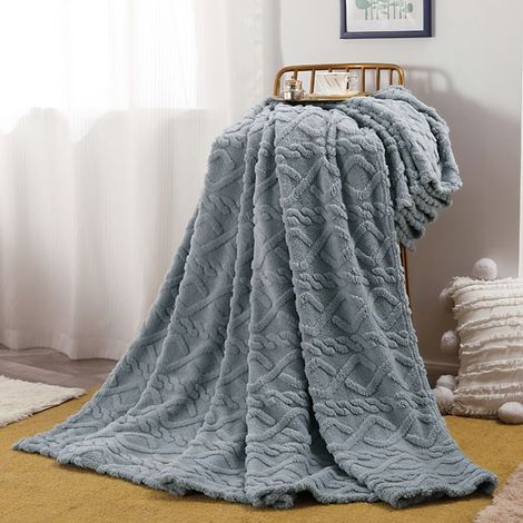1 pièce Couverture chaude en peluche, Flanelle polaire douce, 180 x 200 cm, bleue, pour canapé et lit, chambre à coucher