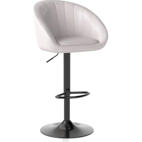 Barhocker mit Lehne, höhenverstellbar, 360° drehbar, beige, 1er-Set (1/5)
