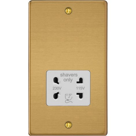 Varilight Dual Voltage Bathroom Shaver Socket 230V/115V Brushed Brass