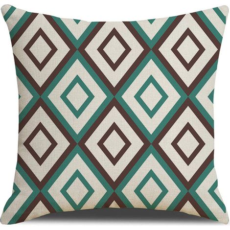 MINKUROW 2 Piezas Fundas de Cojín 45 x 45 cm, Funda de Cojín Decorativa Cuadrada Funda de Cojín de Sofá Colorido Impreso Geométrico Patrón Colorido Mingon Algodón Lino Decoración del hogar para Dormit (1/5)